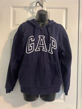 GAP Navy Blue Full-Zip Hoodie with White Logo